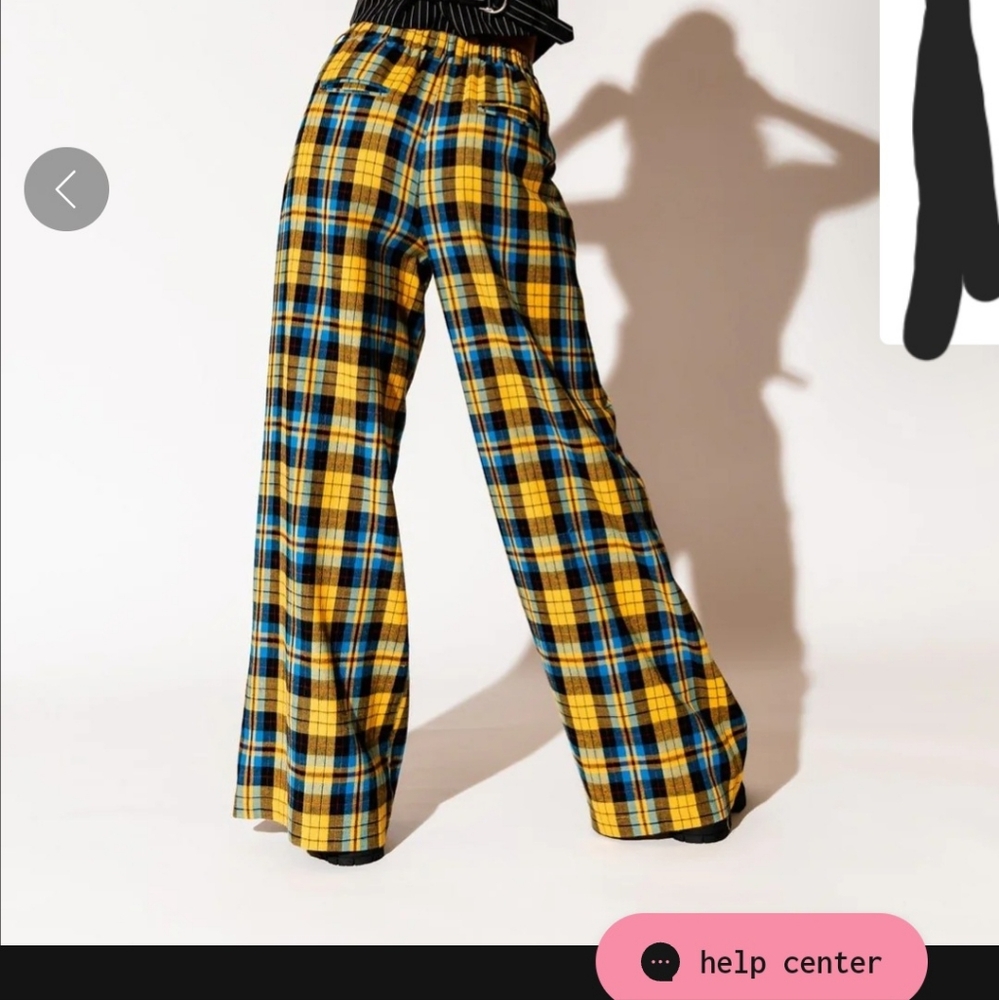 Dressed in lala yellow and blue fannel pants